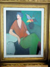 tarkay original acrylic on canvas woman with vase