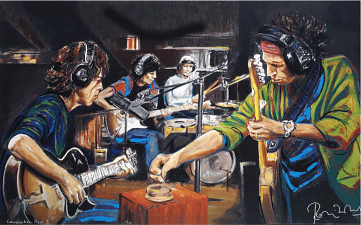 ronnie wood original painting acrylic on canvas convesation piece