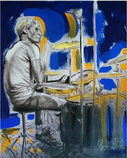 ronnie wood Original Acrylic on Canvas Satisfaction Charlie 2005