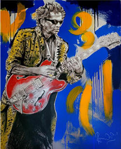 ronnie wood Original Acrylic on Canvas Satisfaction Keith 2005
