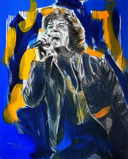 ronnie wood Original Acrylic on Canvas Satisfaction Mick 2005