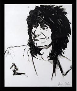 ronnie wood Original Ink on Paper Ronnie 1987