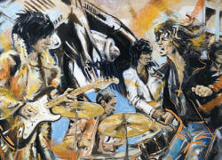 ronnie wood Original Mixed Media on Canvas Flat Bed Truck 2005