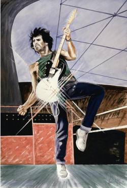 ronnie wood Original Mixed Media on Paper Keith on Stage 1987