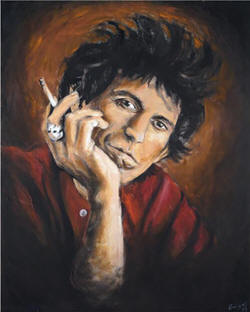 ronnie wood Original Oil on Canvas Keith II 1989
