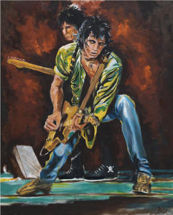 ronnie wood Original Oil on Canvas Keith and Ronnie on Stage 1991