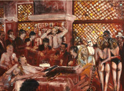 ronnie wood Original Oil on Canvas Ronnie's Night at the Ivy 2000