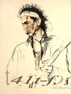 ronnie wood Original Pastel on paper Voodoo Keith 1995