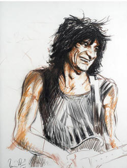 ronnie wood Original Pastel on paper Voodoo Ronnie 1995